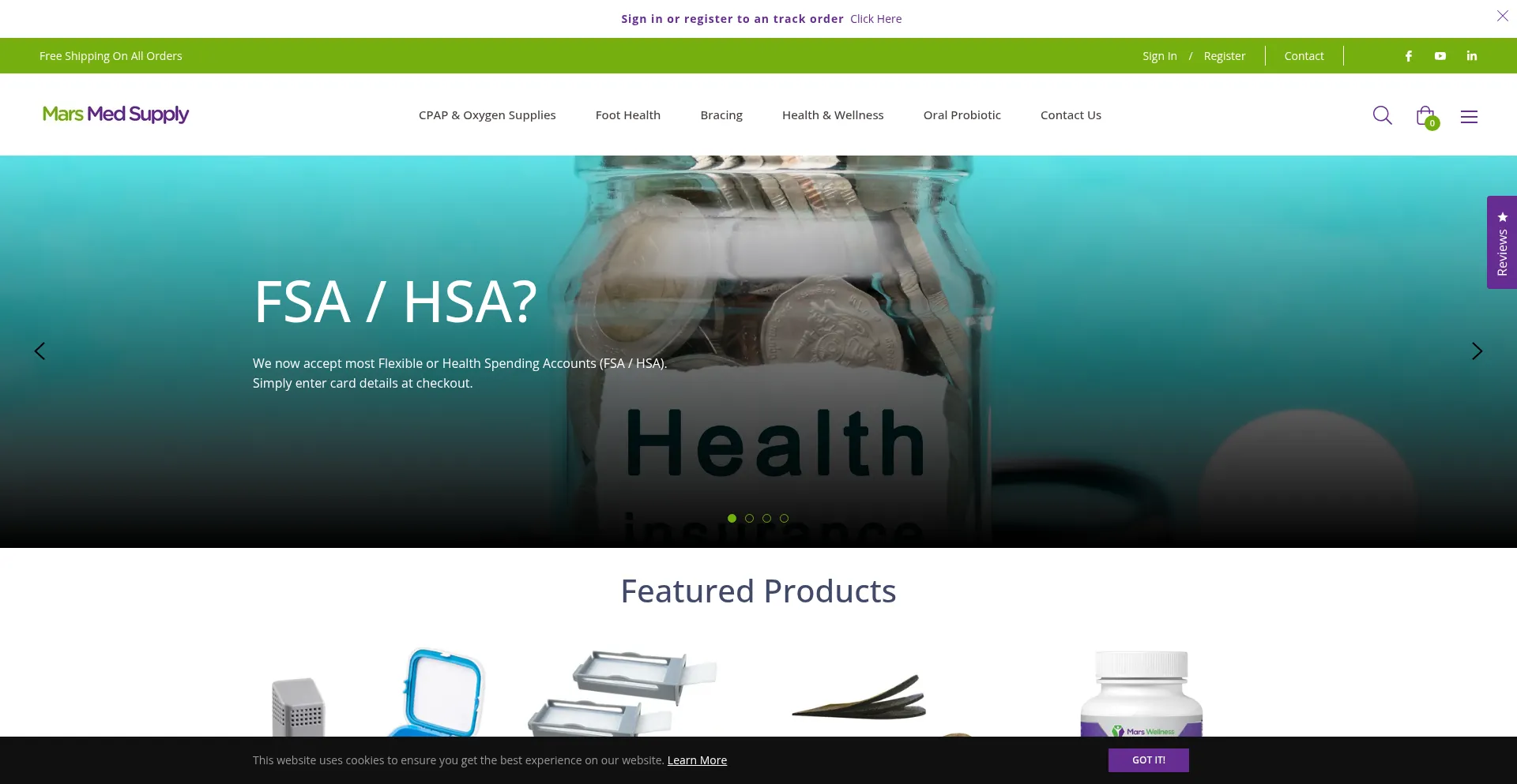 Website screenshot of Marsmedsupply.com
