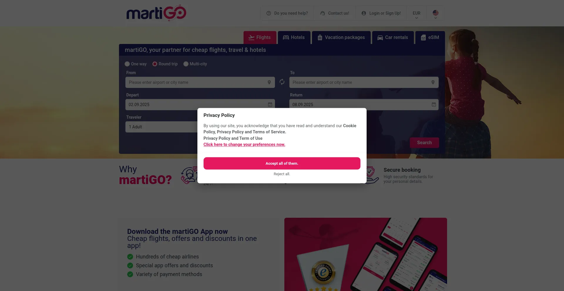 Website screenshot of Martigo.us