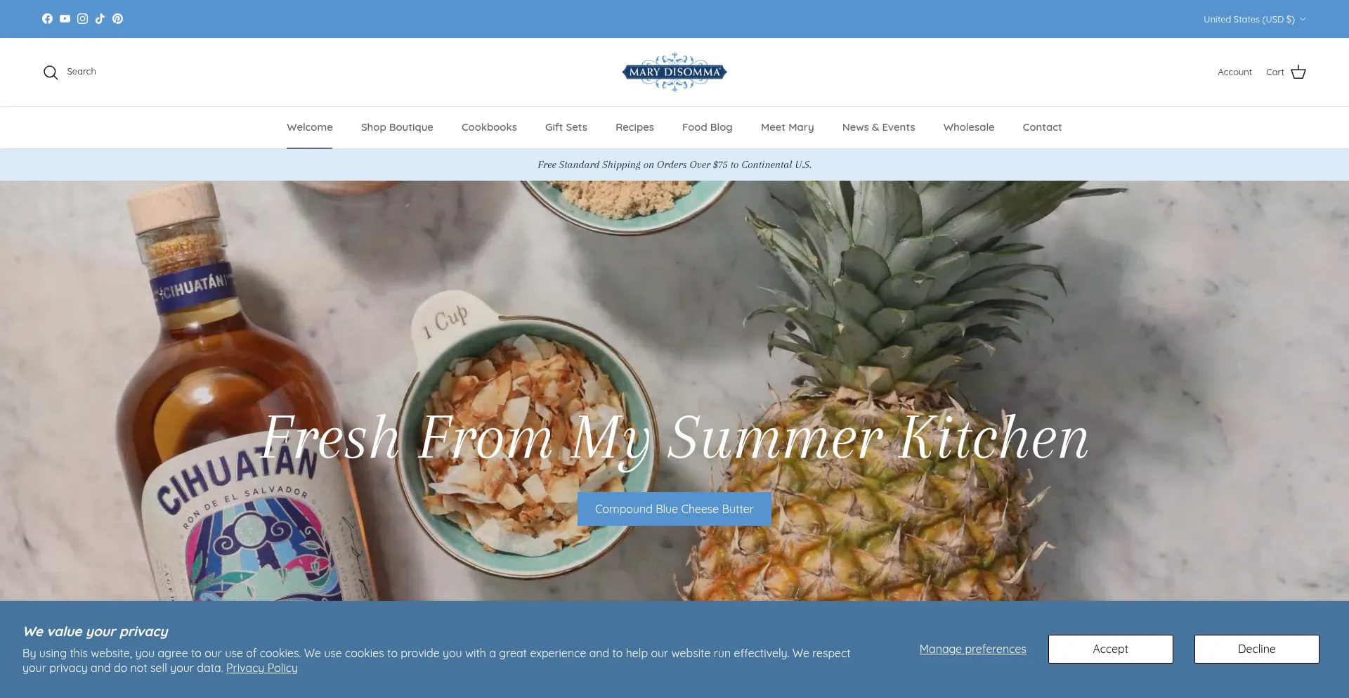 Website screenshot of Marydisomma.com
