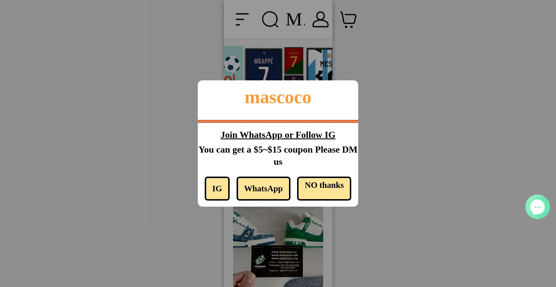 Website screenshot of Mascoco.cc
