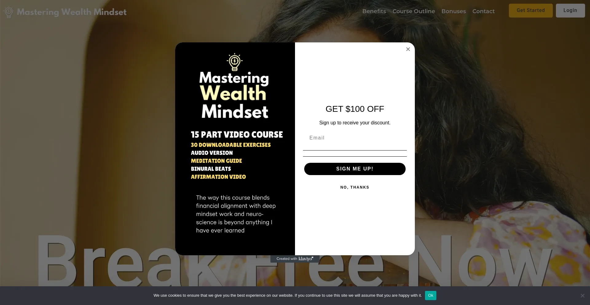 Website screenshot of Masteringwealthmindset.com