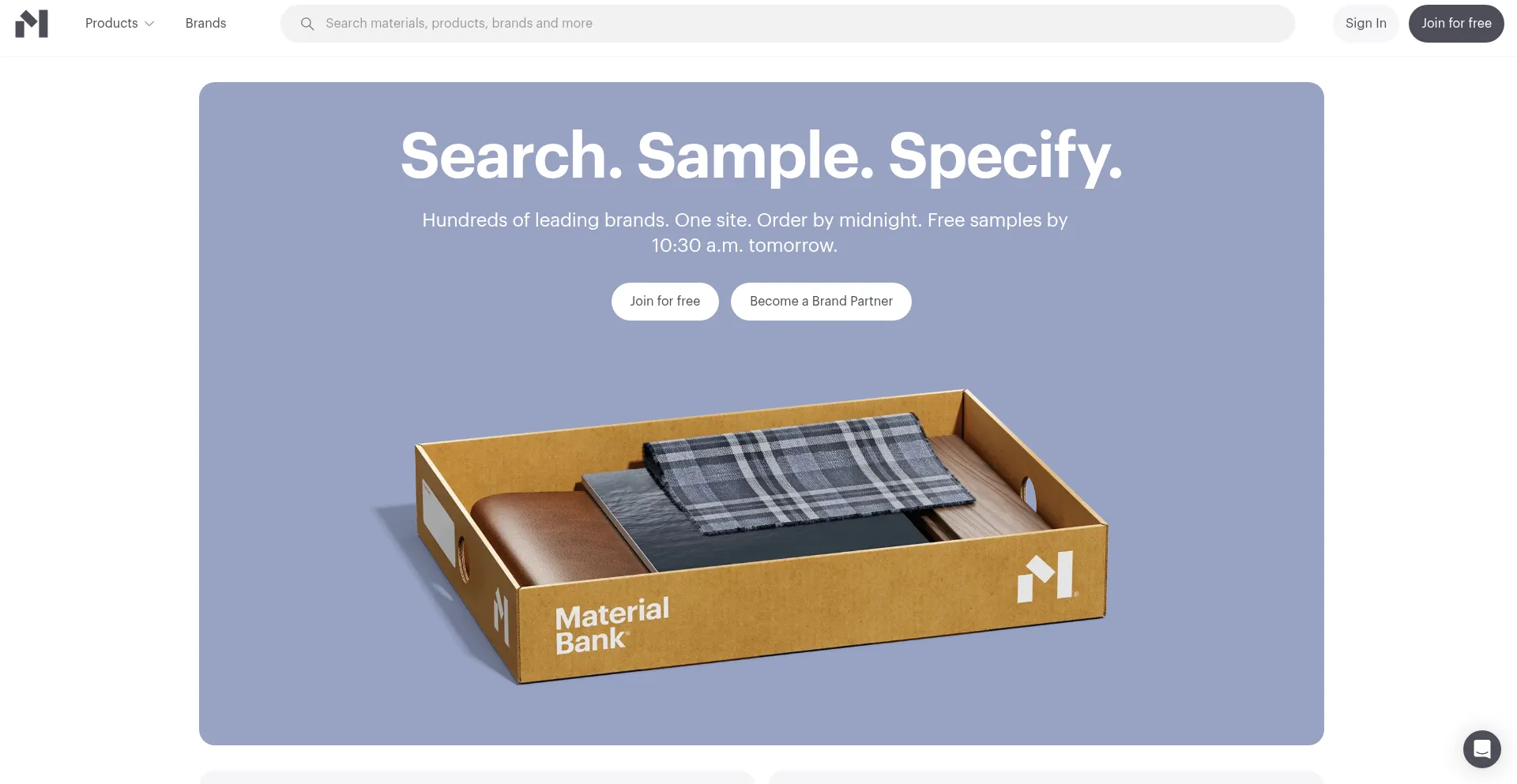 Website screenshot of Materialbank.com