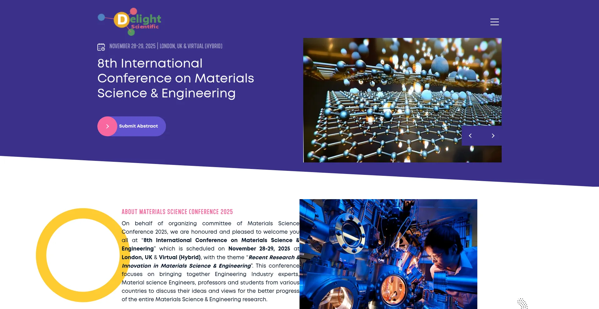 Website screenshot of Materials.delightscientific.com