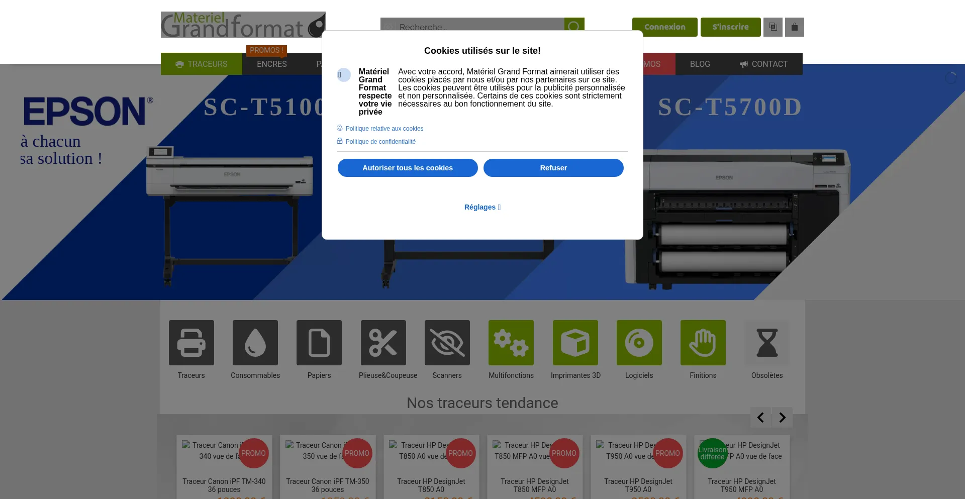 Website screenshot of Materiel-grand-format.fr