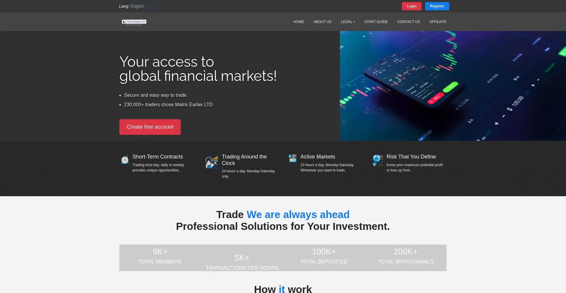 Website screenshot of Matrixearlierltd.com