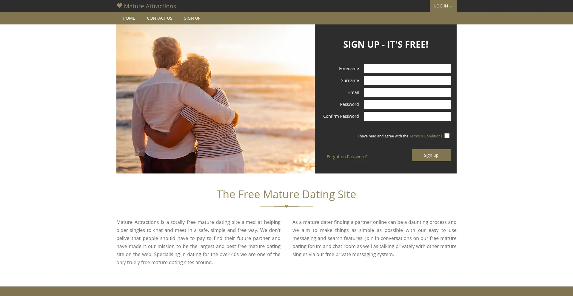 Website screenshot of Matureattractions.com
