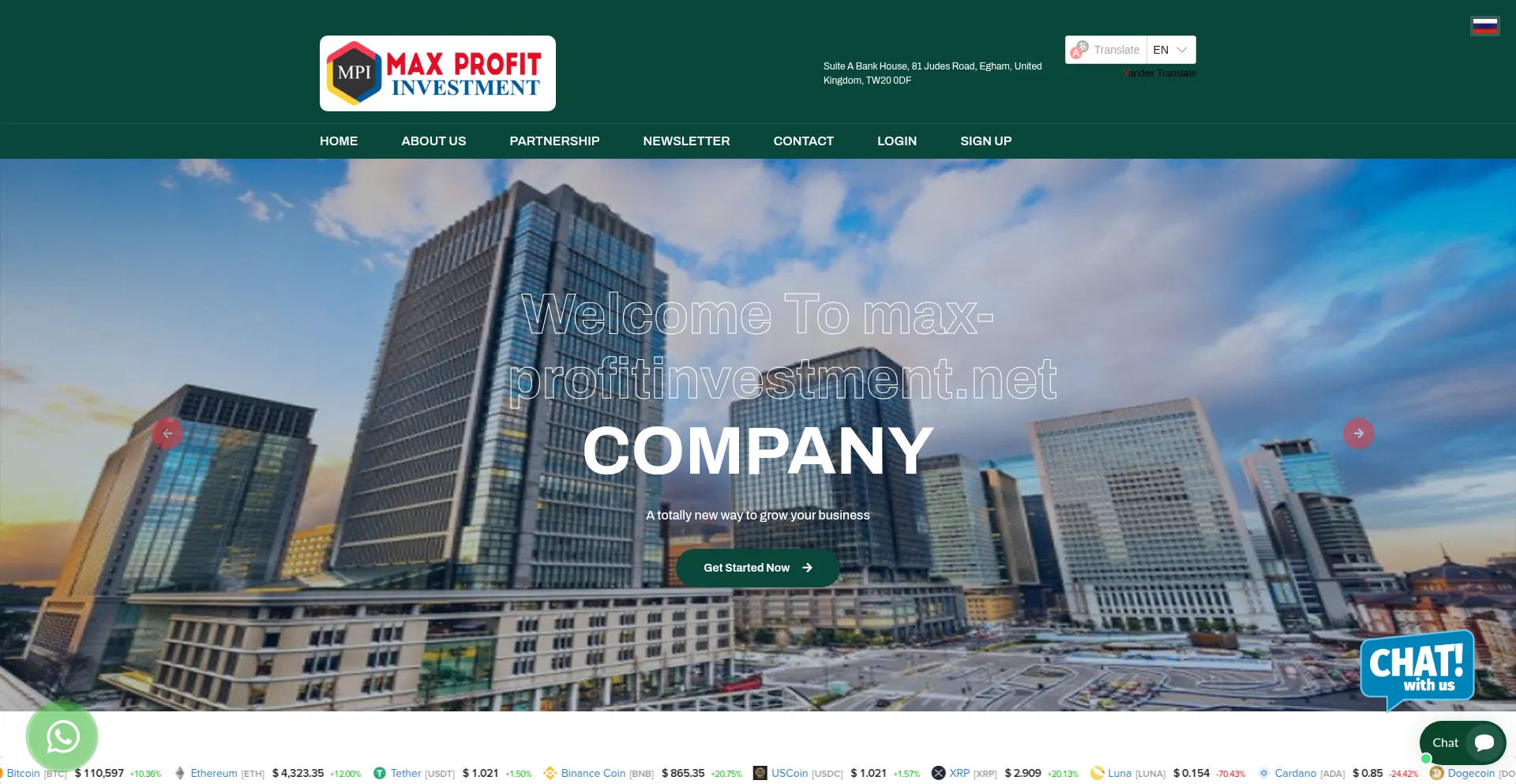 Website screenshot of Max-profitinvestment.net