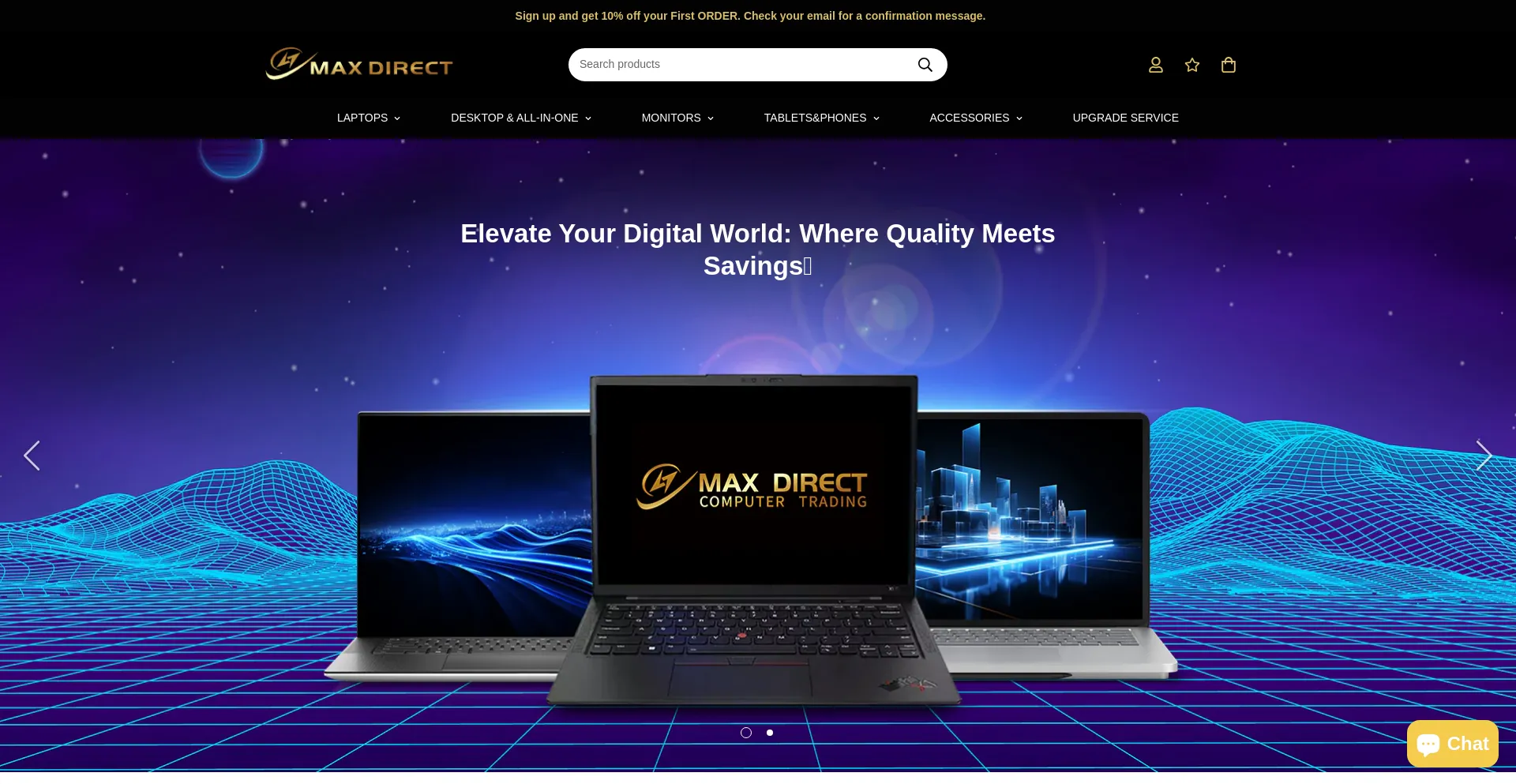 Website screenshot of Maxdirect.com.au