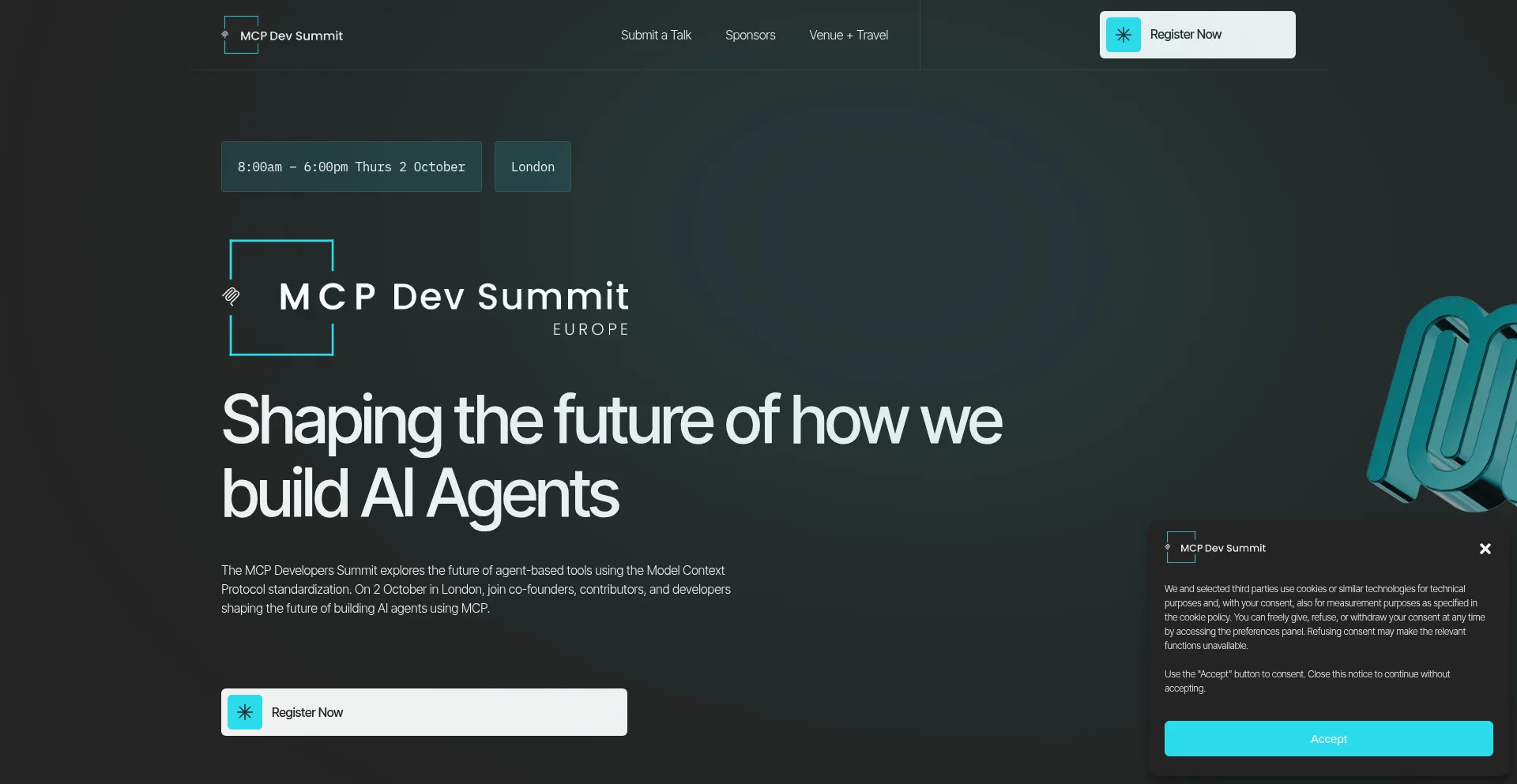 Website screenshot of Mcpdevsummit.ai