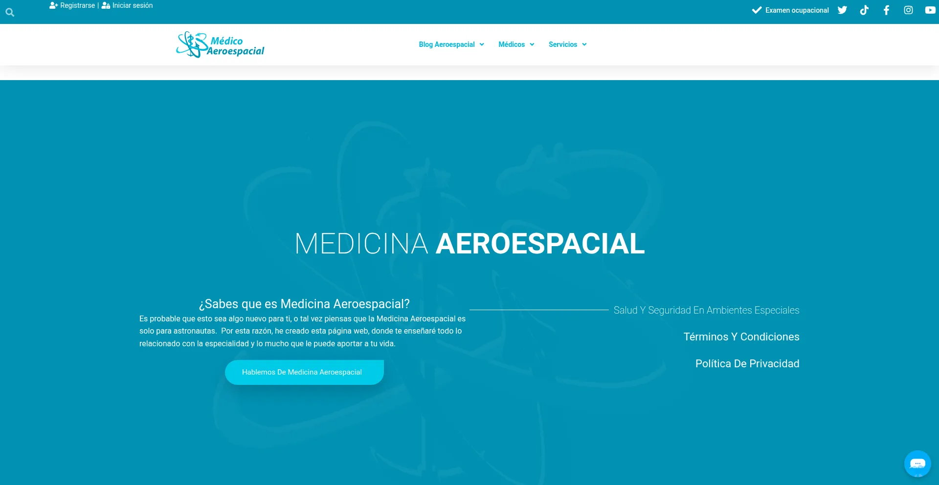 Website screenshot of Medicoaeroespacial.com