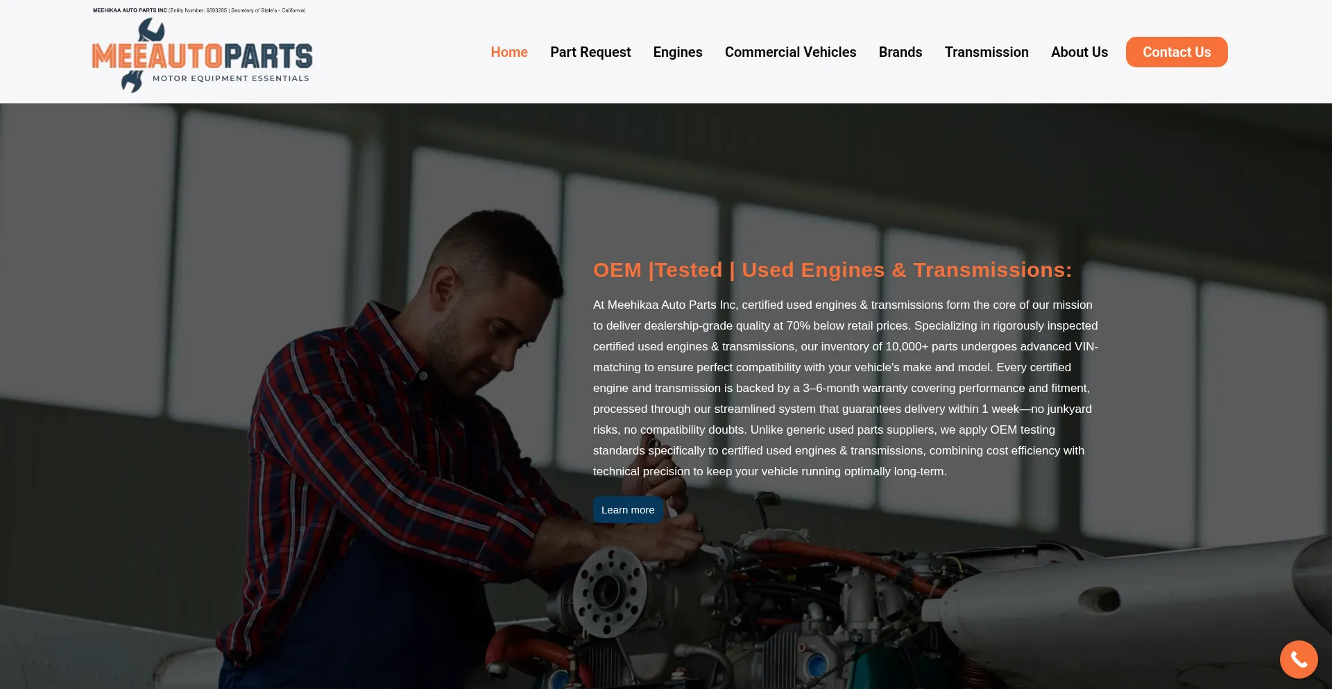 Meeautoparts.com Screenshot
