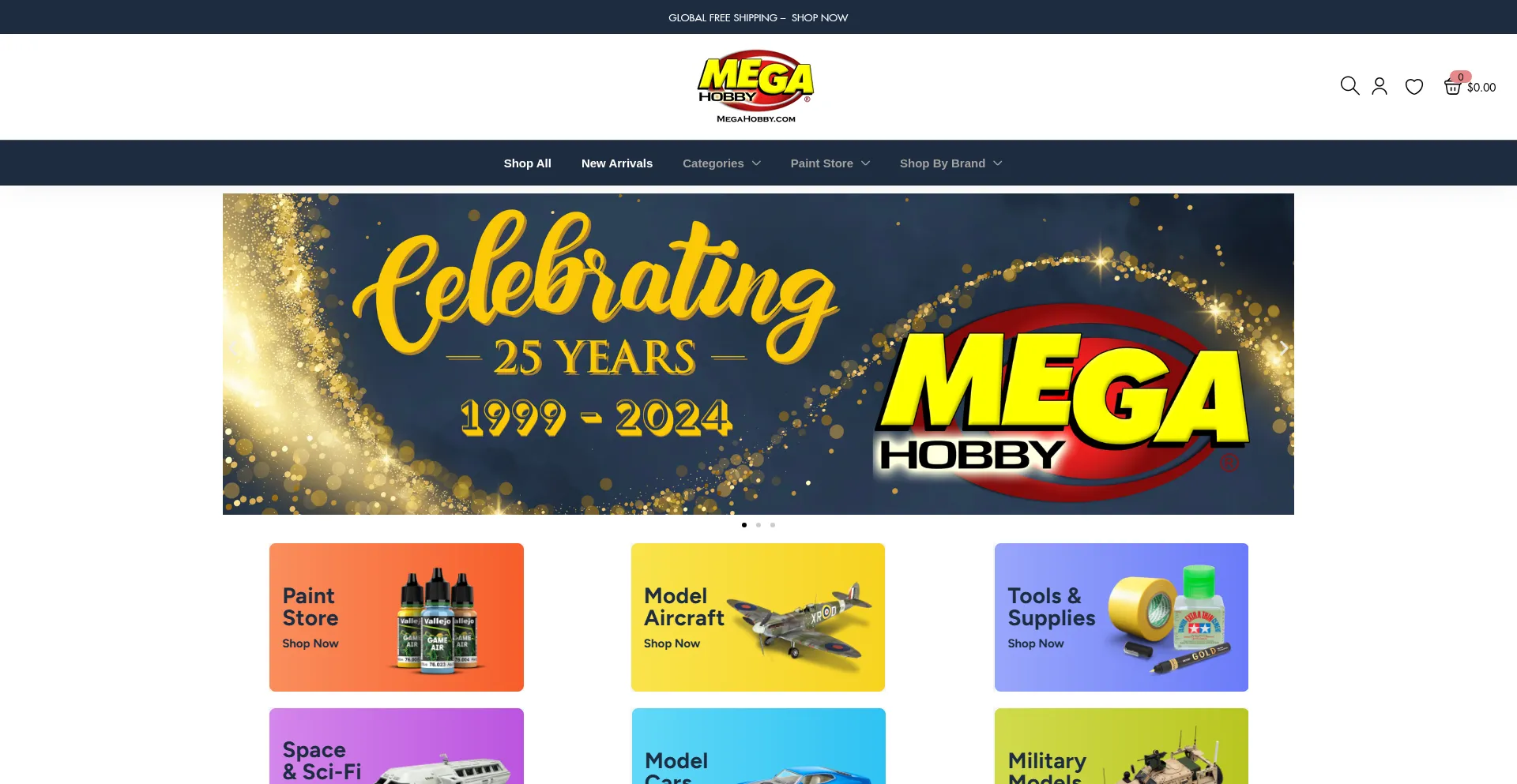 Website screenshot of Megahobbykits.com