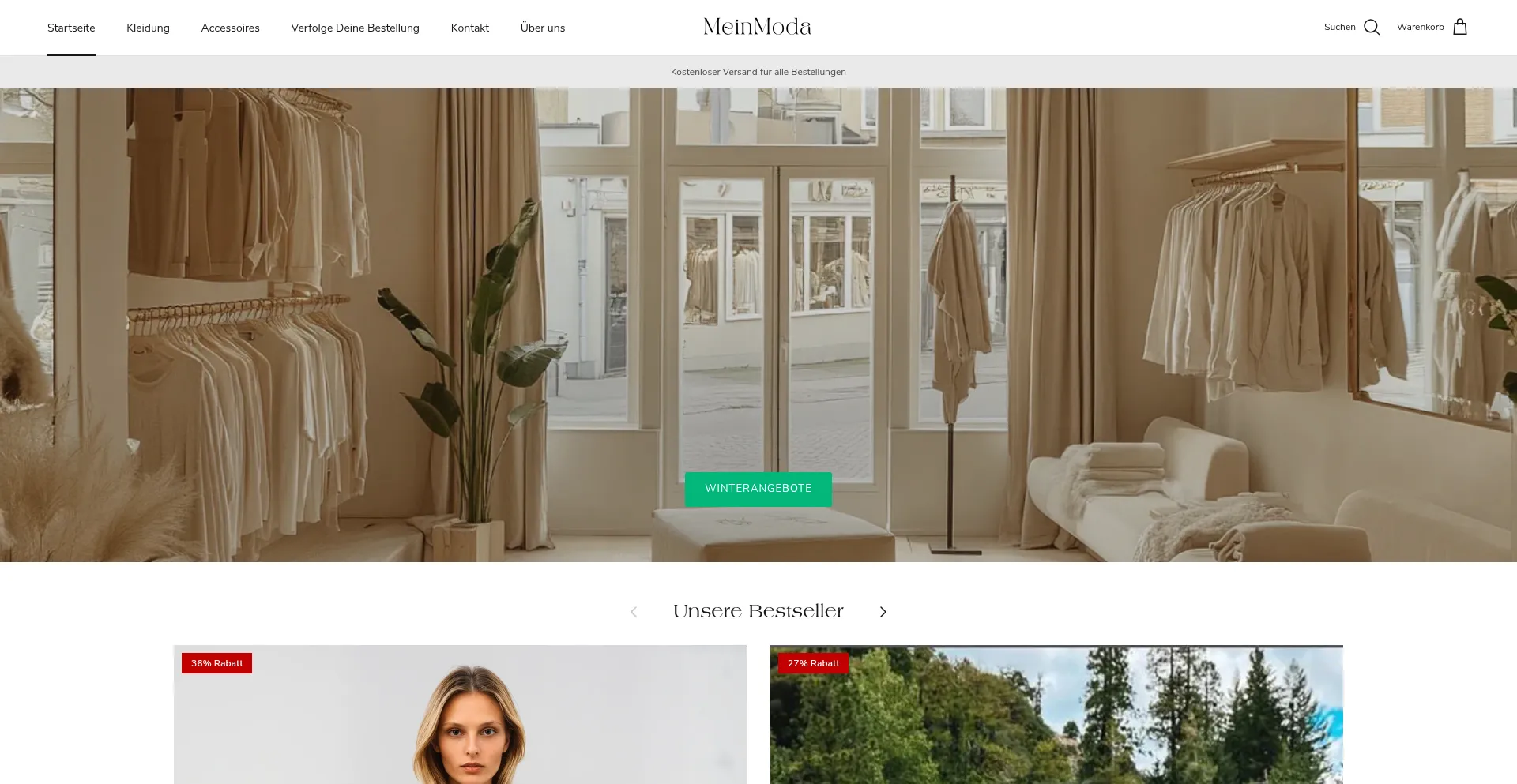 Website screenshot of Meinmoda.de