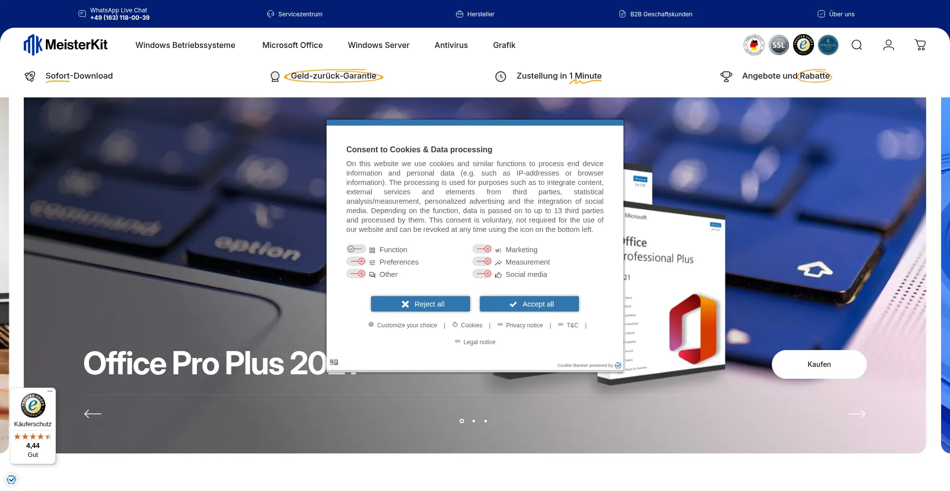 Website screenshot of Meisterkit.de