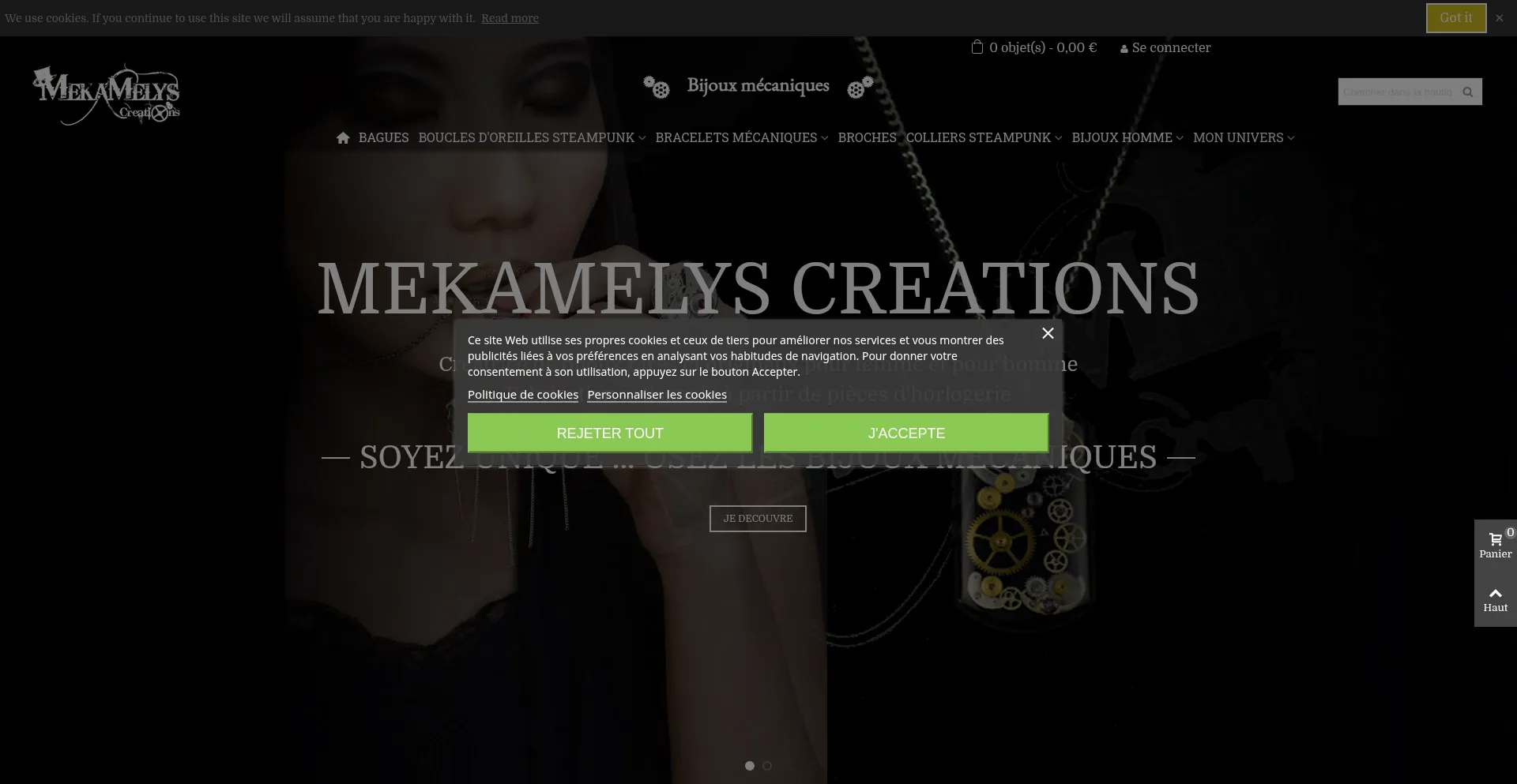 Website screenshot of Mekamelys.com