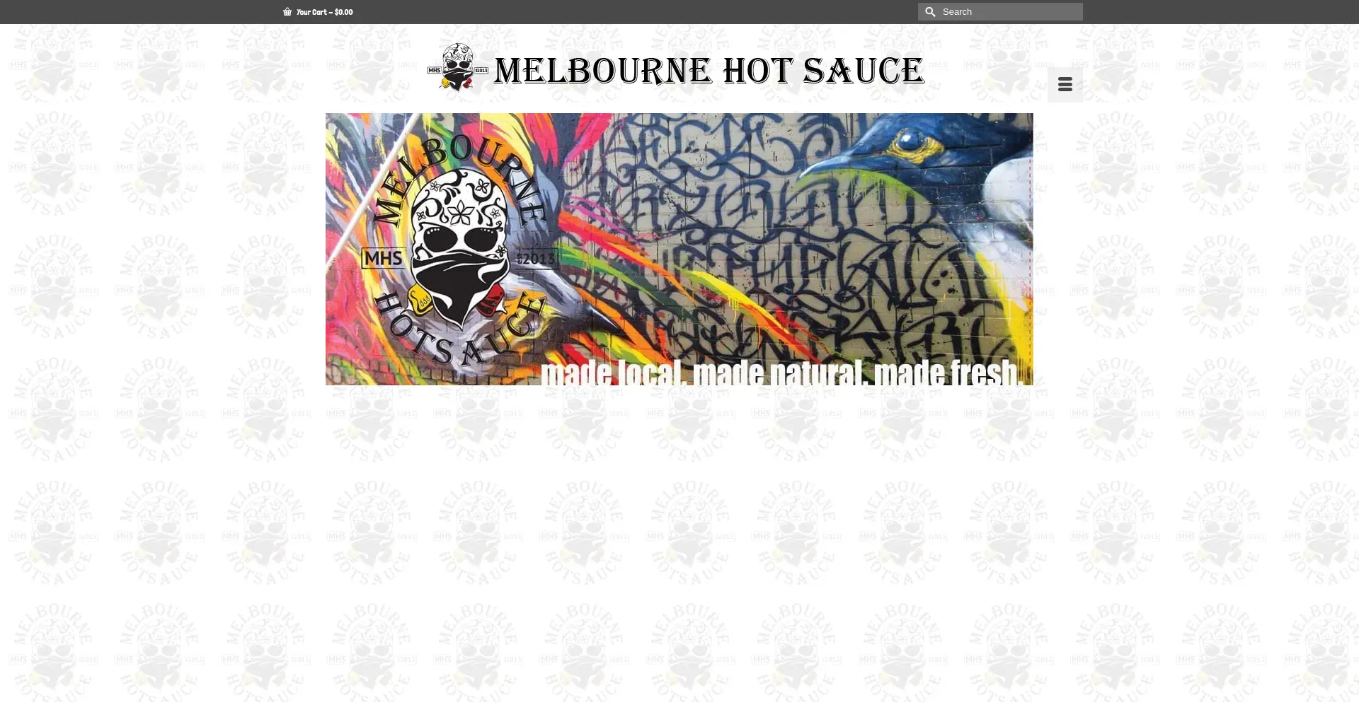 Website screenshot of Melbournehotsauce.com