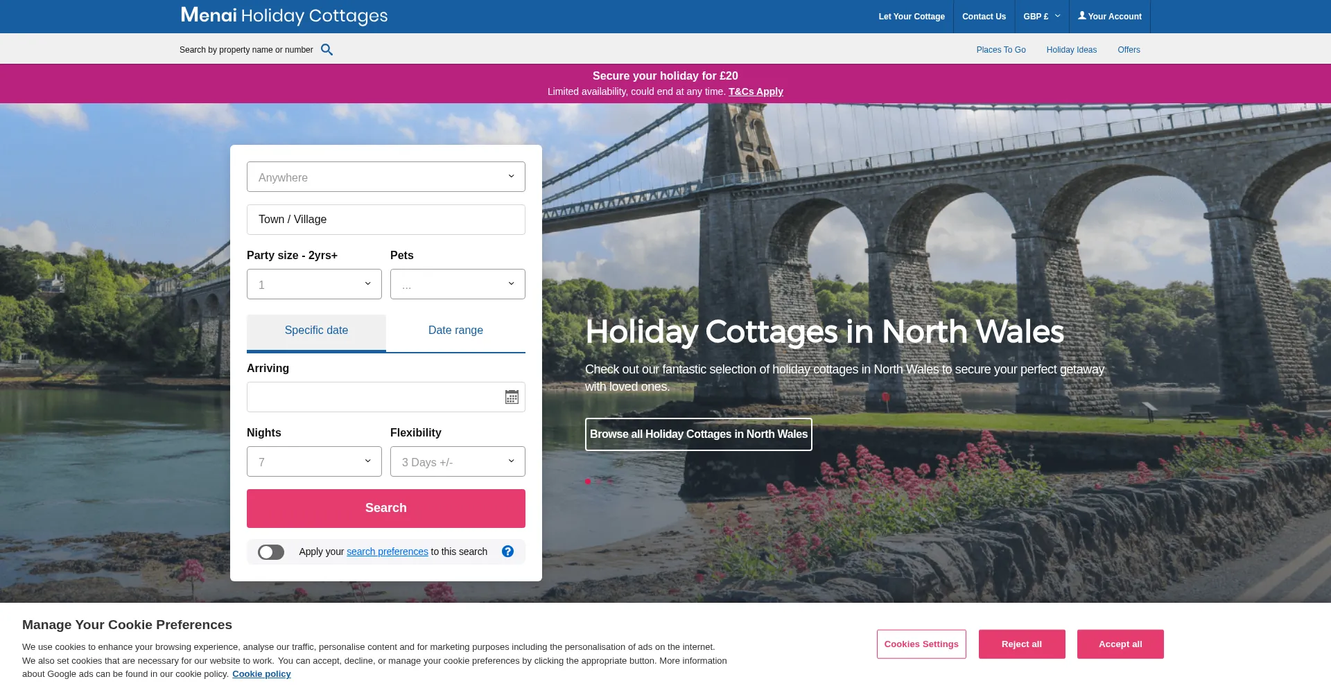 Menaiholidays.co.uk Screenshot