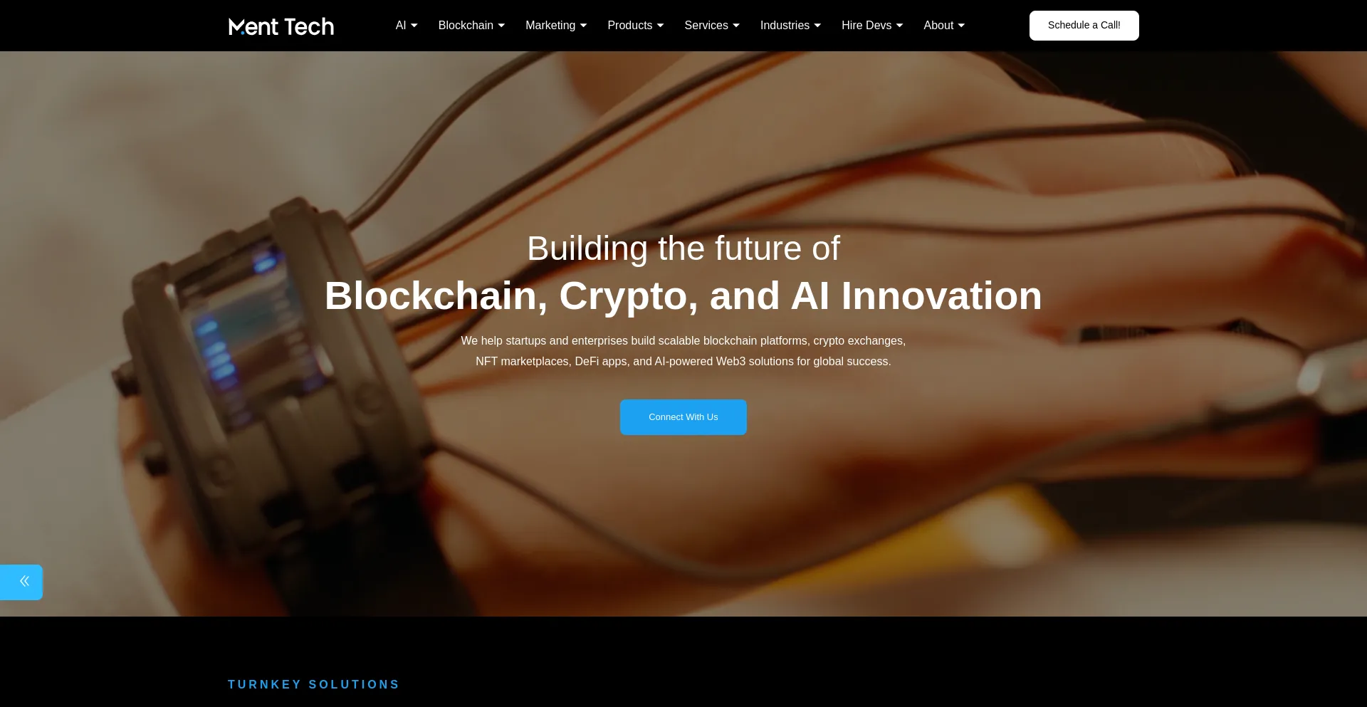 Website screenshot of Ment.tech