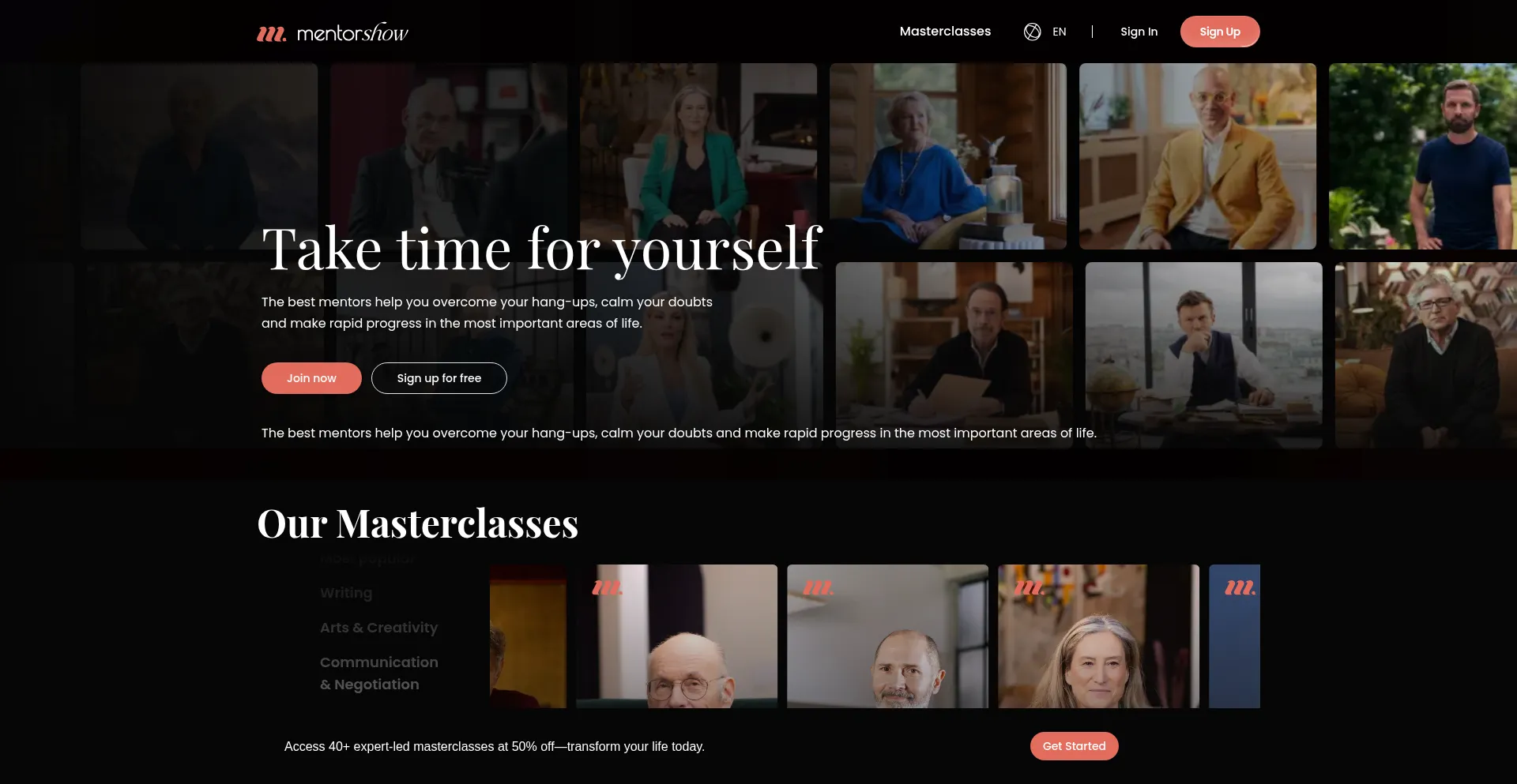 Website screenshot of Mentorshow.com