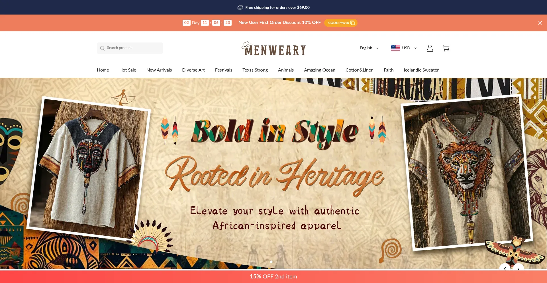 Website screenshot of Menweary.com