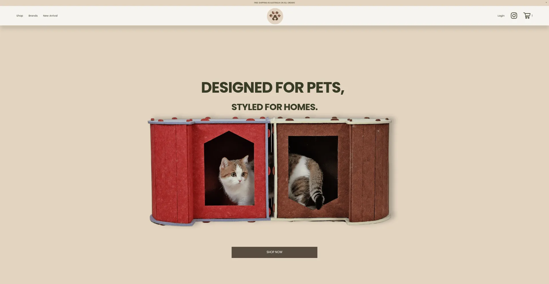 Website screenshot of Meowandpaw.com