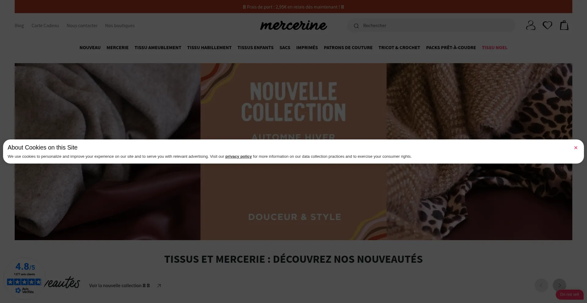 Website screenshot of Mercerine.com