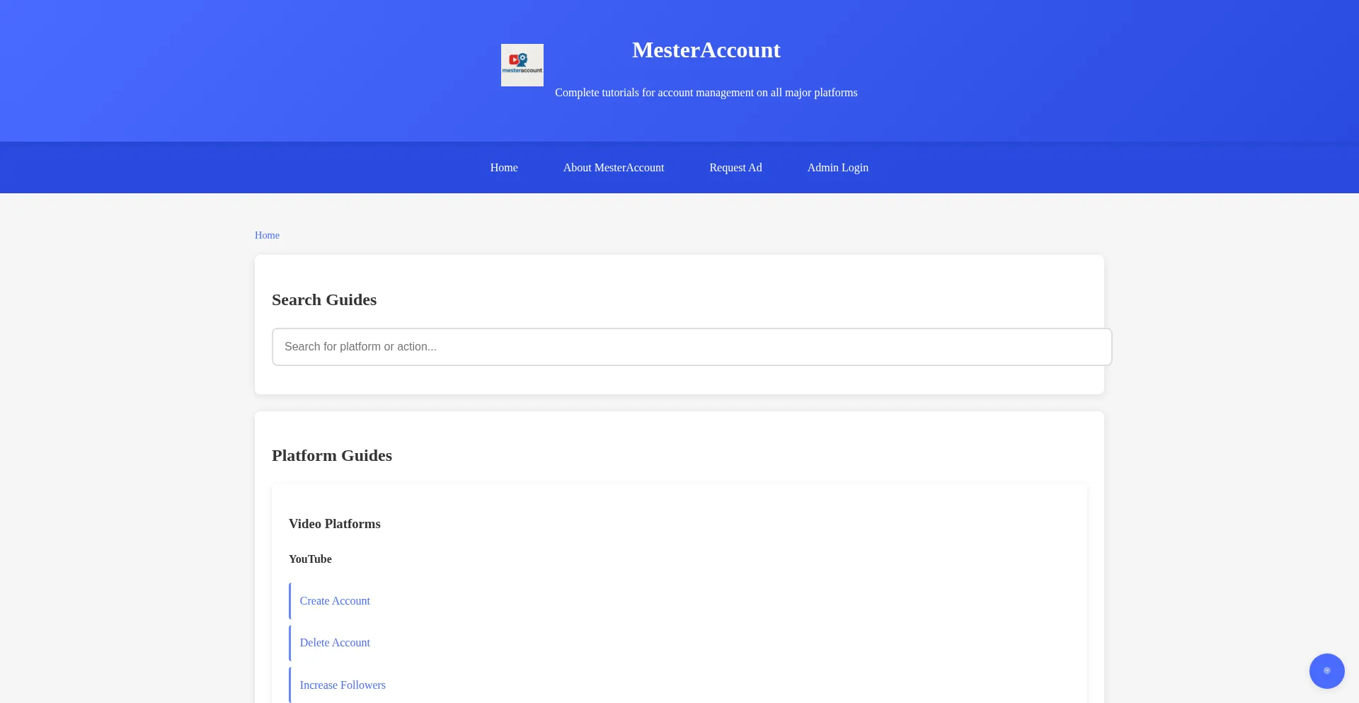 Website screenshot of Mesteraccount.site