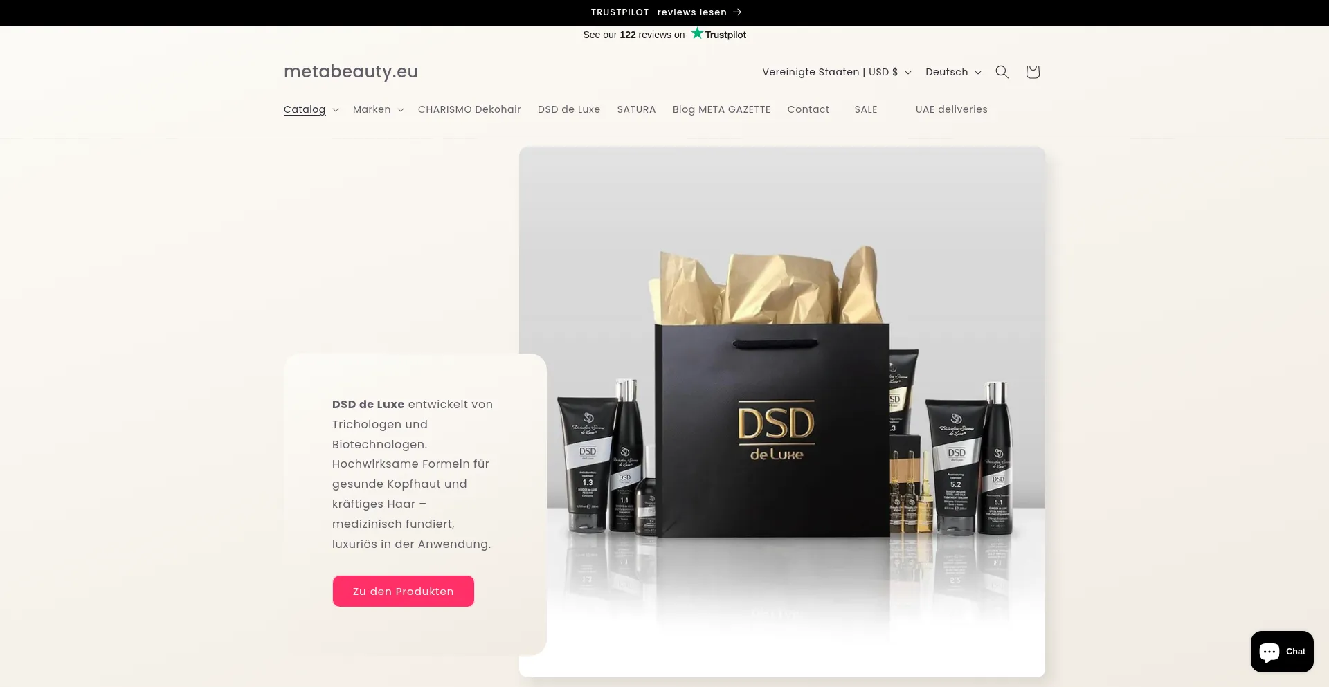 Website screenshot of Metabeauty.eu