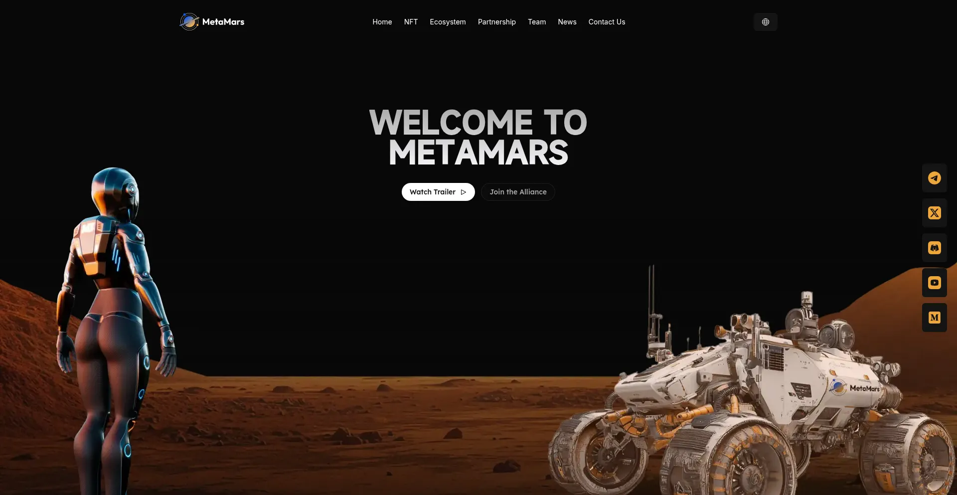 Website screenshot of Metamars.io