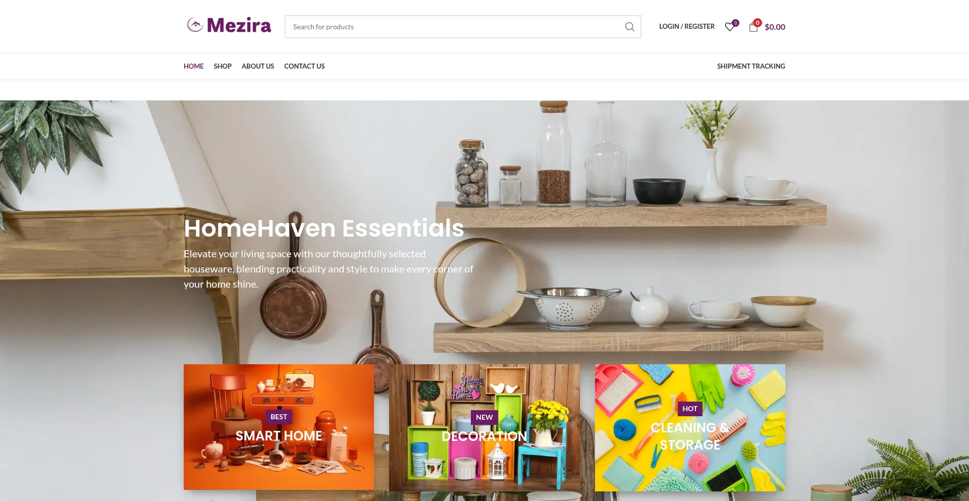 Website screenshot of Mezira.co