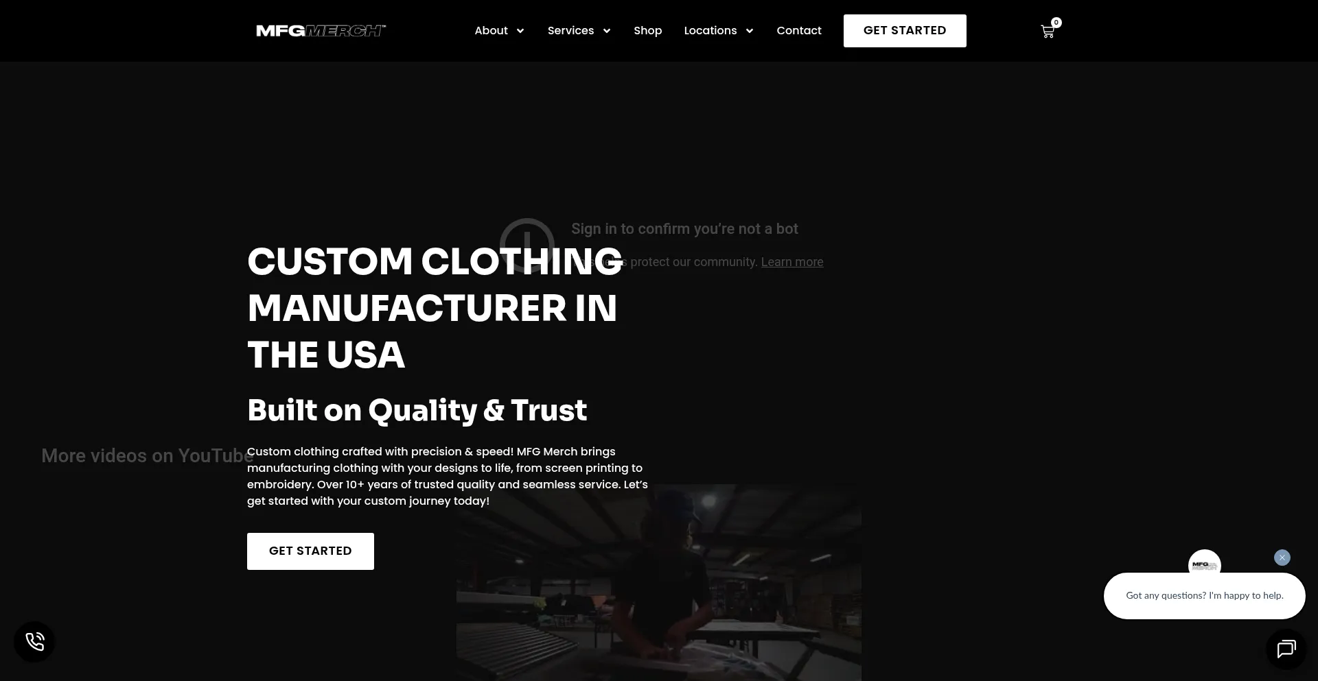 Website screenshot of Mfgmerch.com