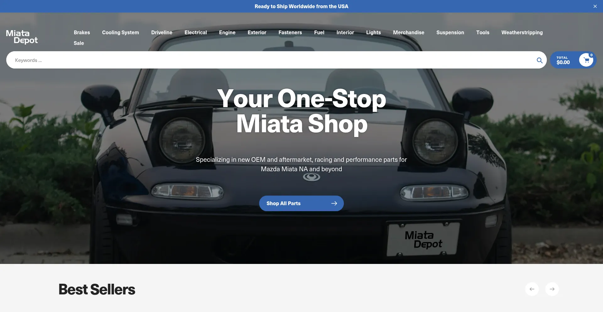 Website screenshot of Miatadepot.com