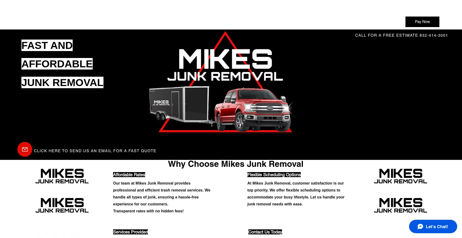 Website screenshot of Mikesjunkremoval.org