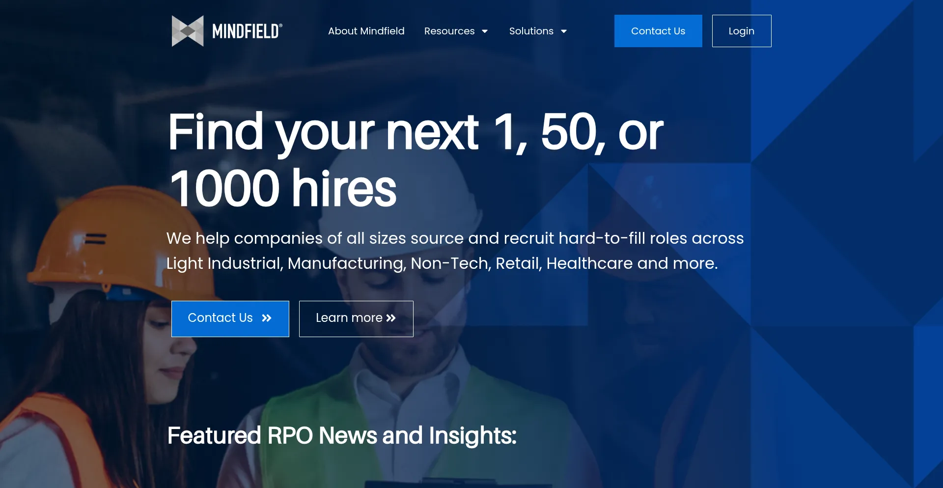 Website screenshot of Mindfieldjobs.com