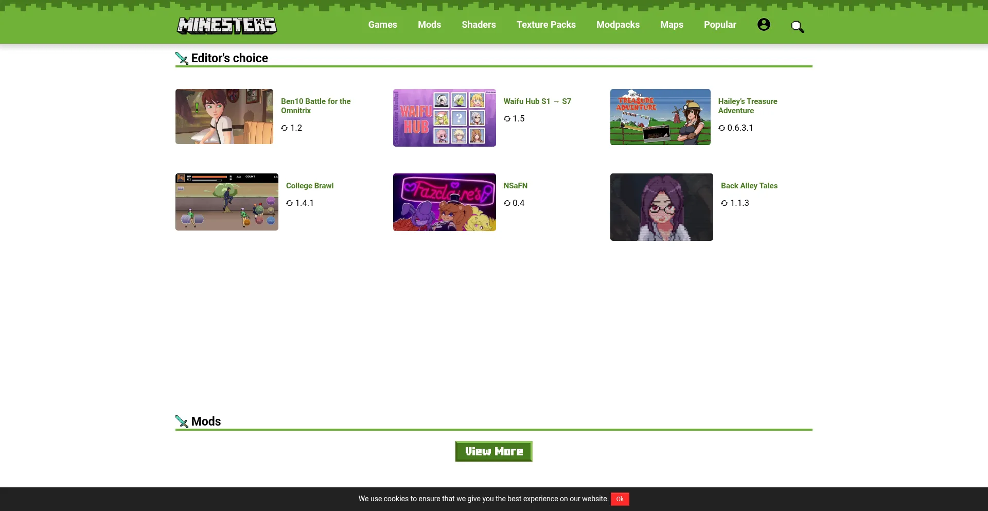 Website screenshot of Minesters.com