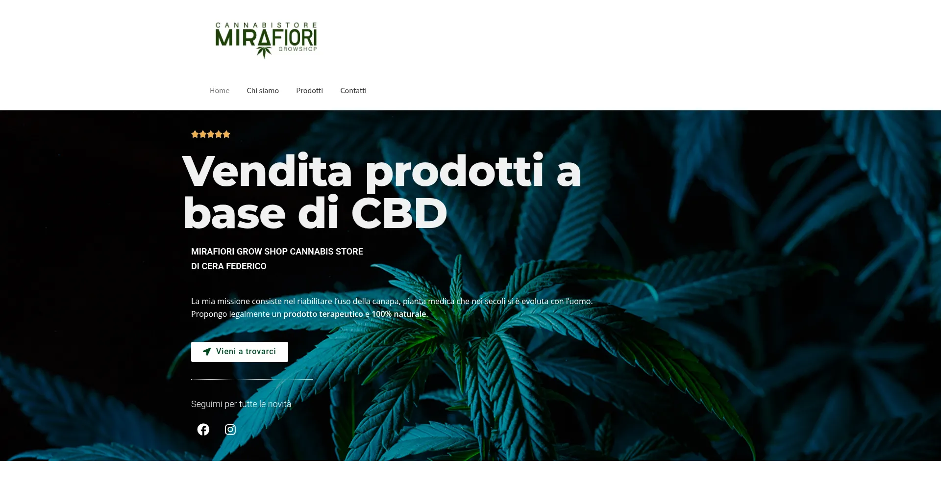 Website screenshot of Mirafiorigrowshop.it