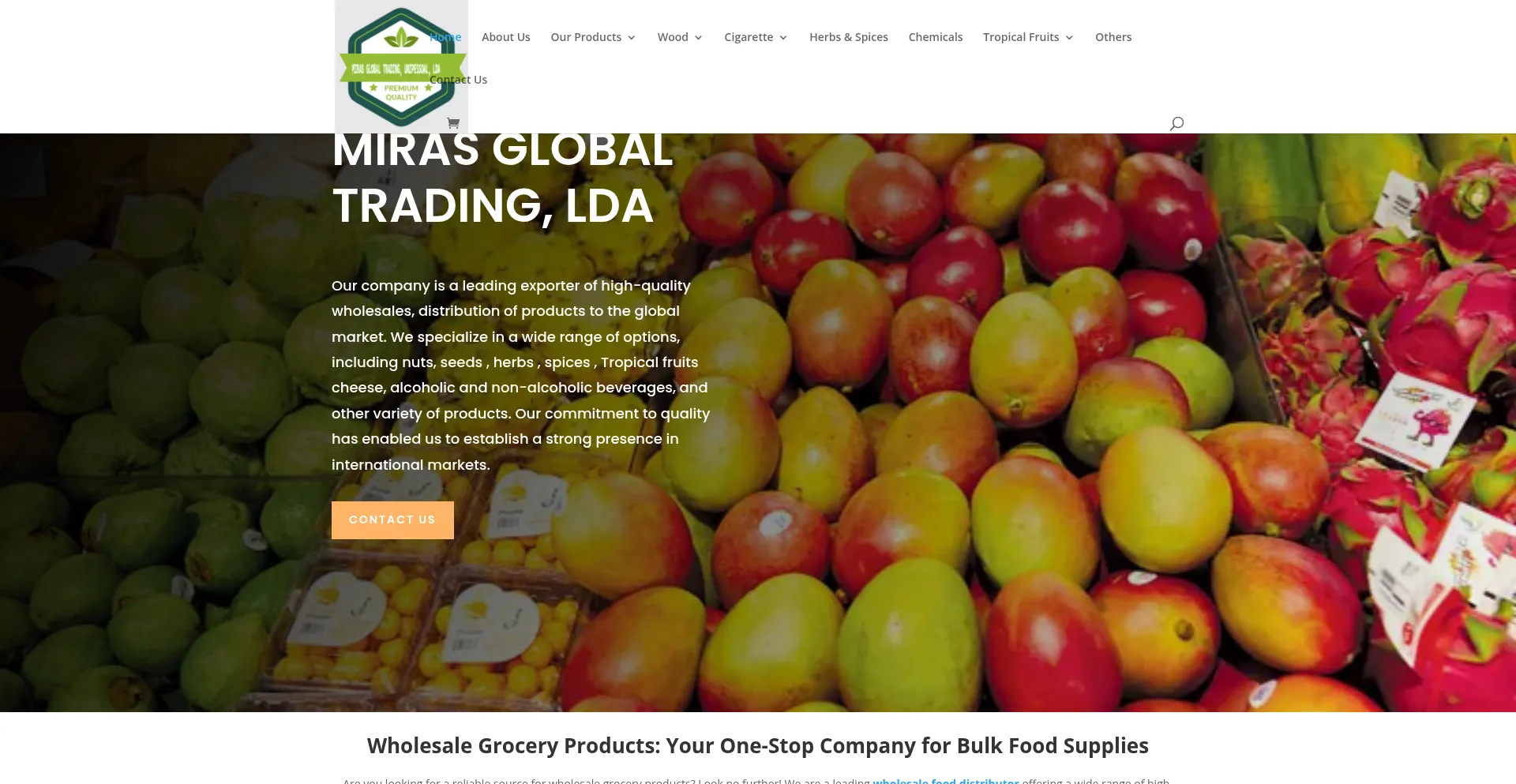 Website screenshot of Mirasglobaltradinglda.com