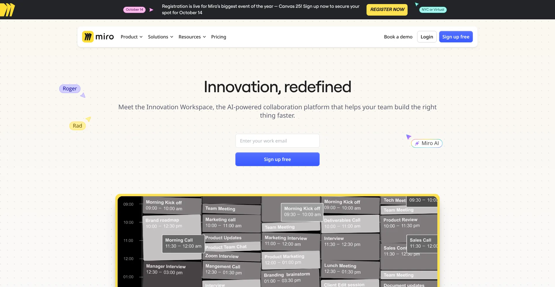 Website screenshot of Miro.com