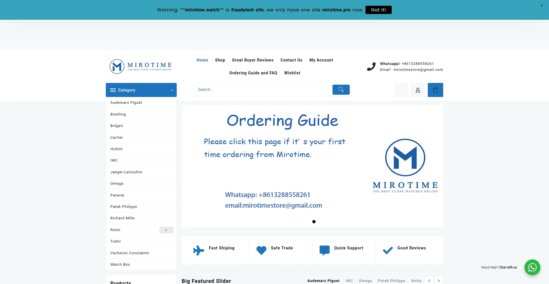 Website screenshot of Mirotime.pro