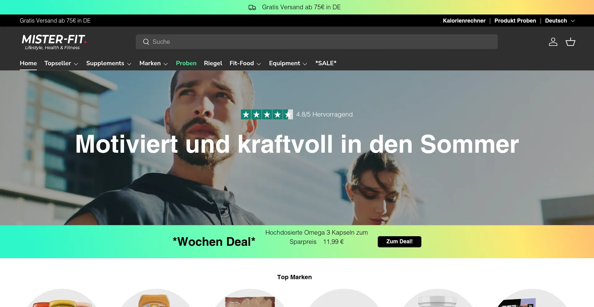 Website screenshot of Mister-fit.de
