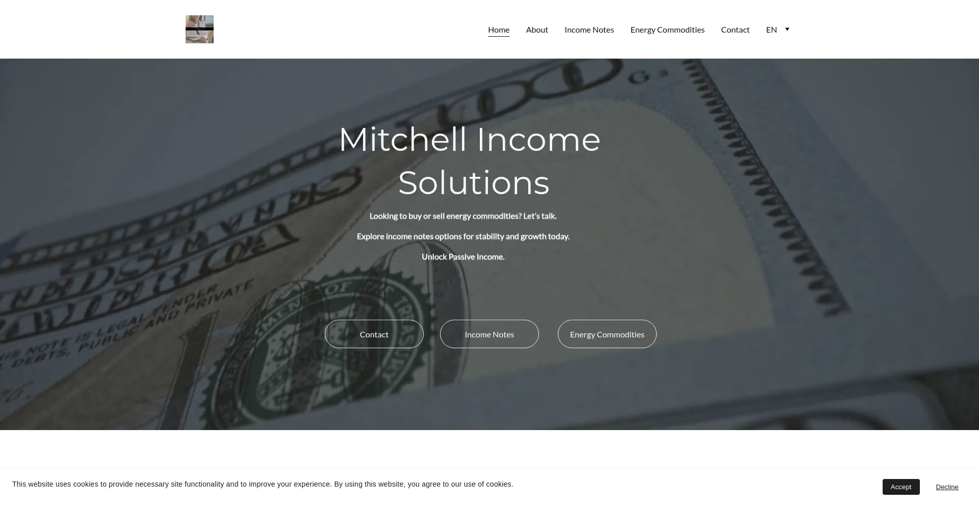 Website screenshot of Mitchellincomesolutions.com