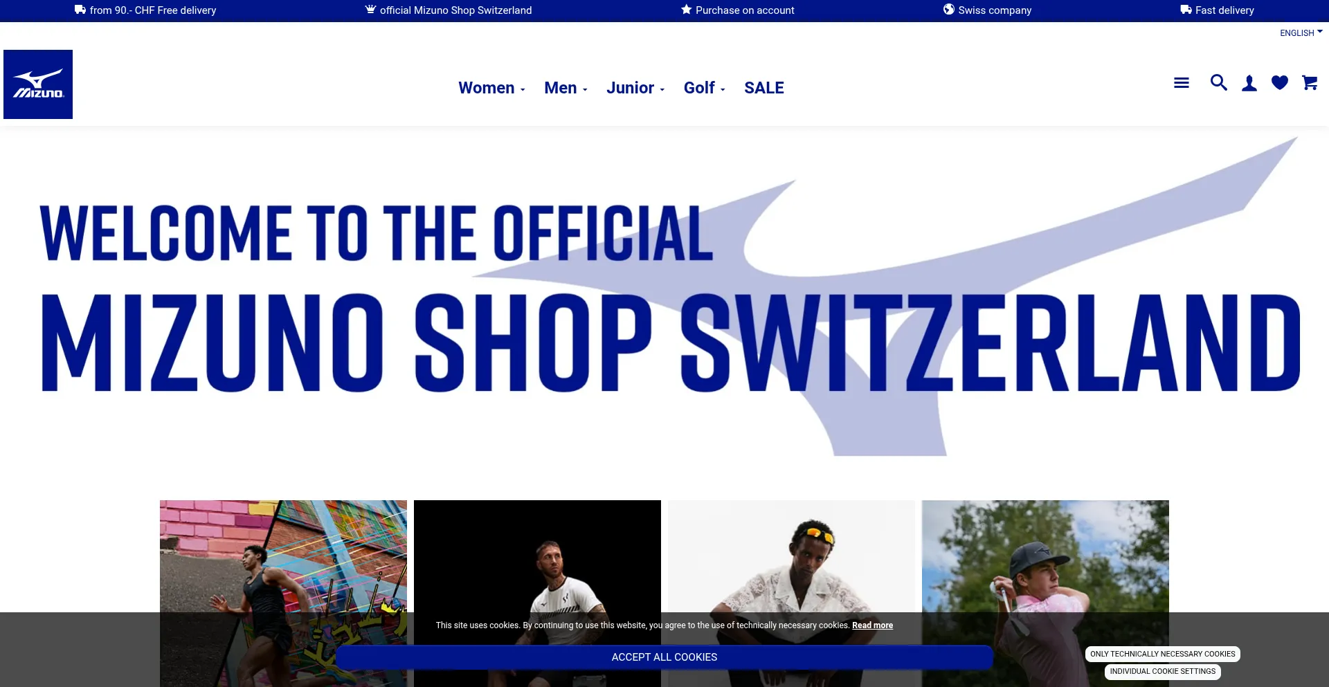 Website screenshot of Mizunoshop.ch