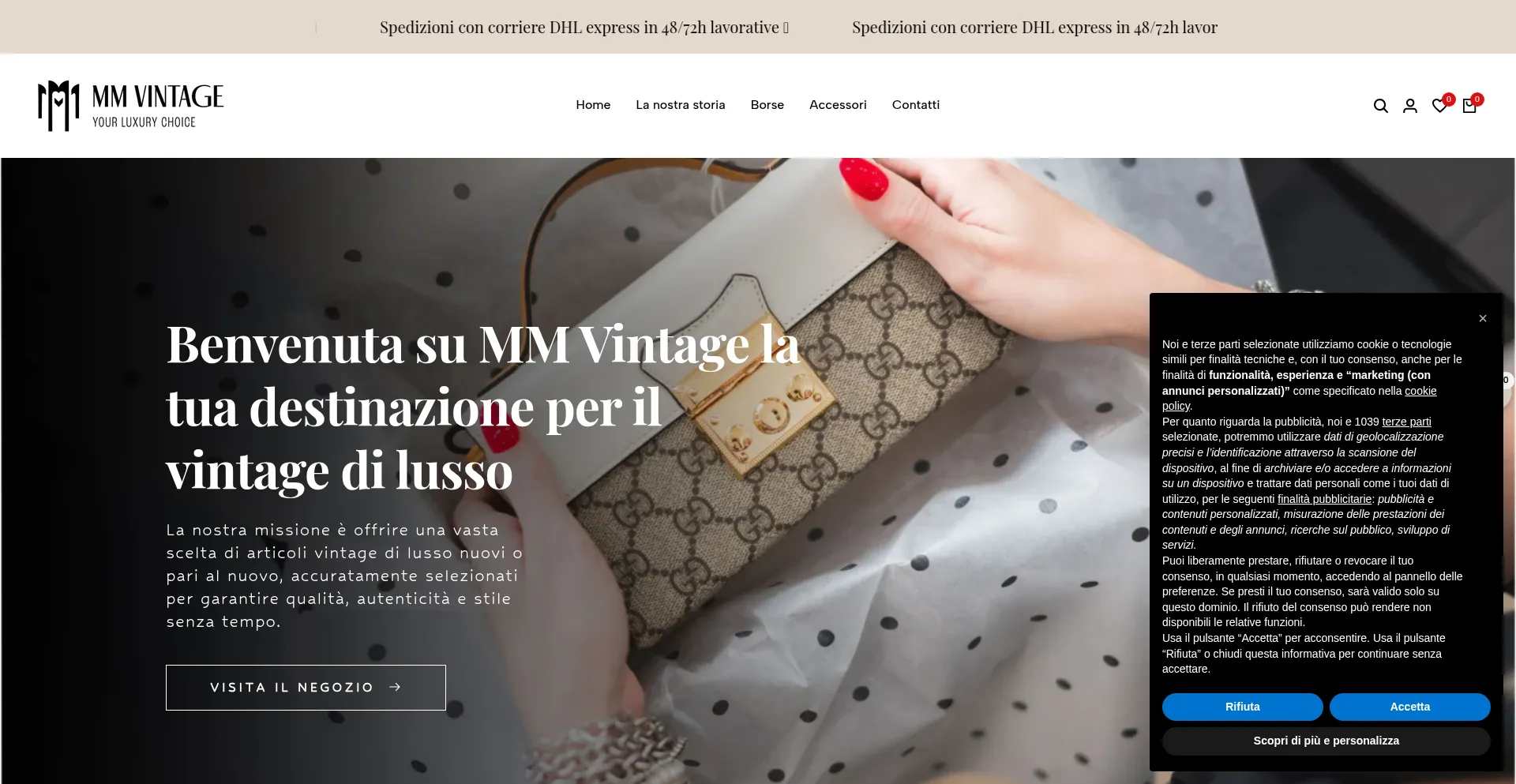 Website screenshot of Mmvintagee.com