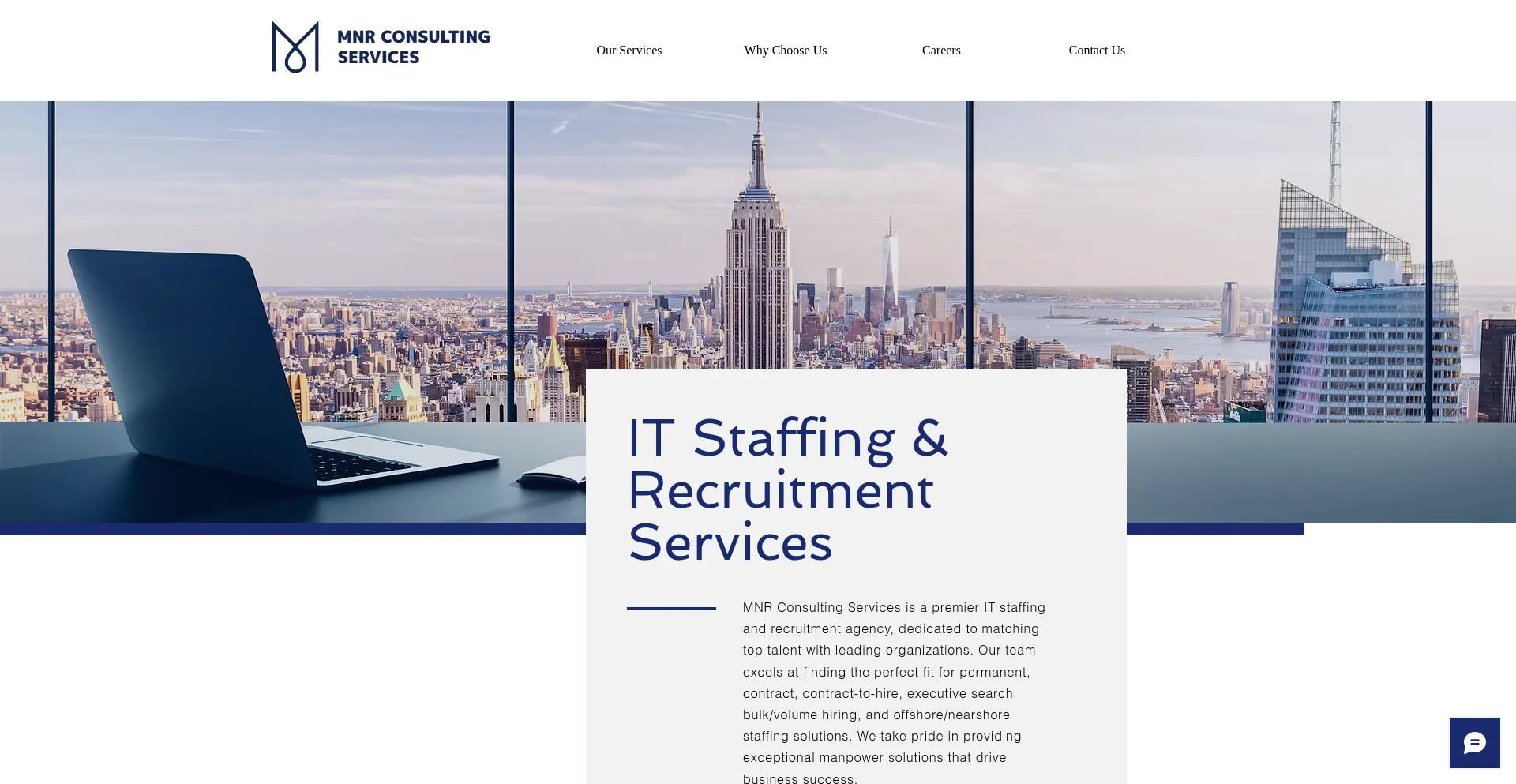 Website screenshot of Mnrconsultingservices.com