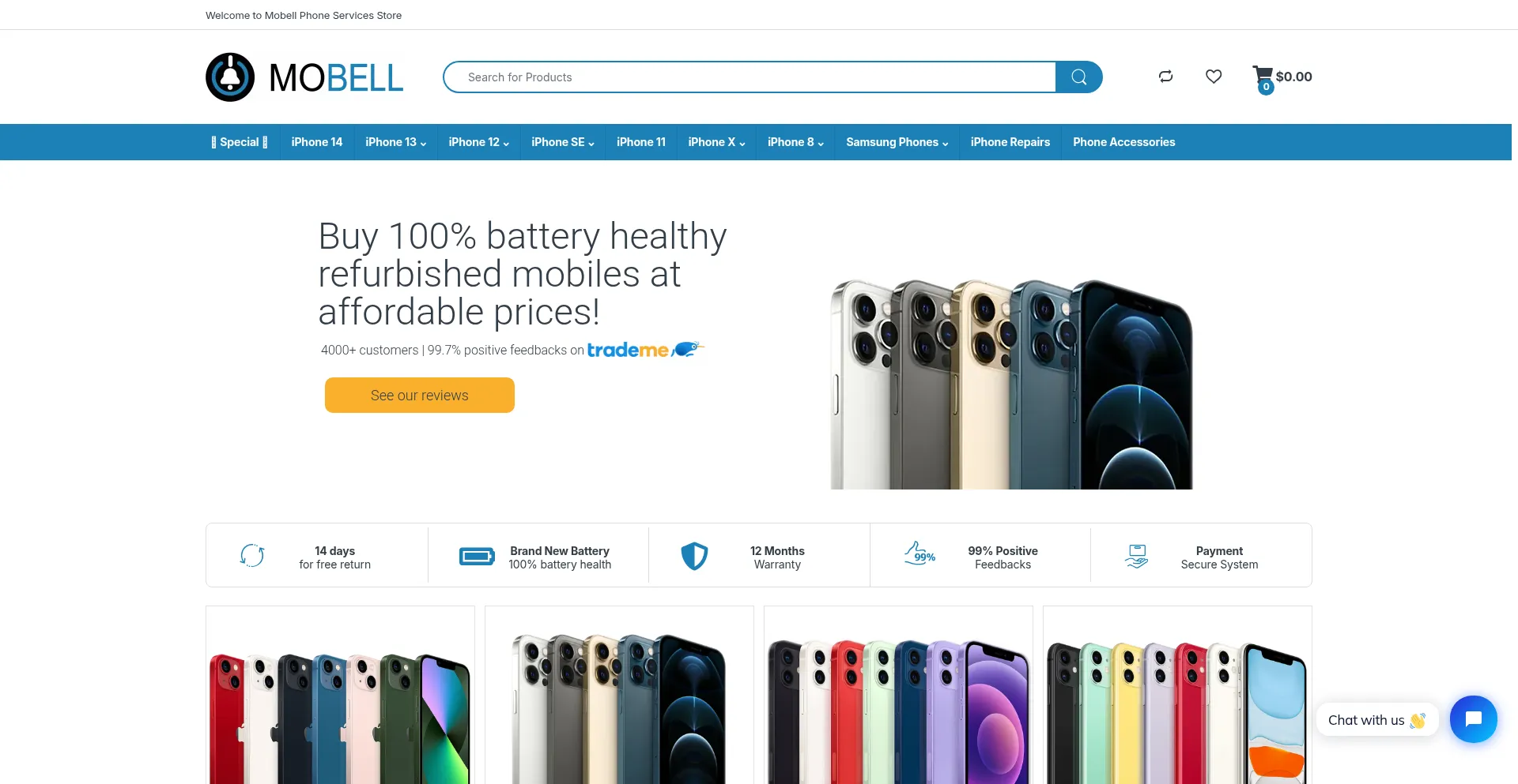 Website screenshot of Mobell.co.nz