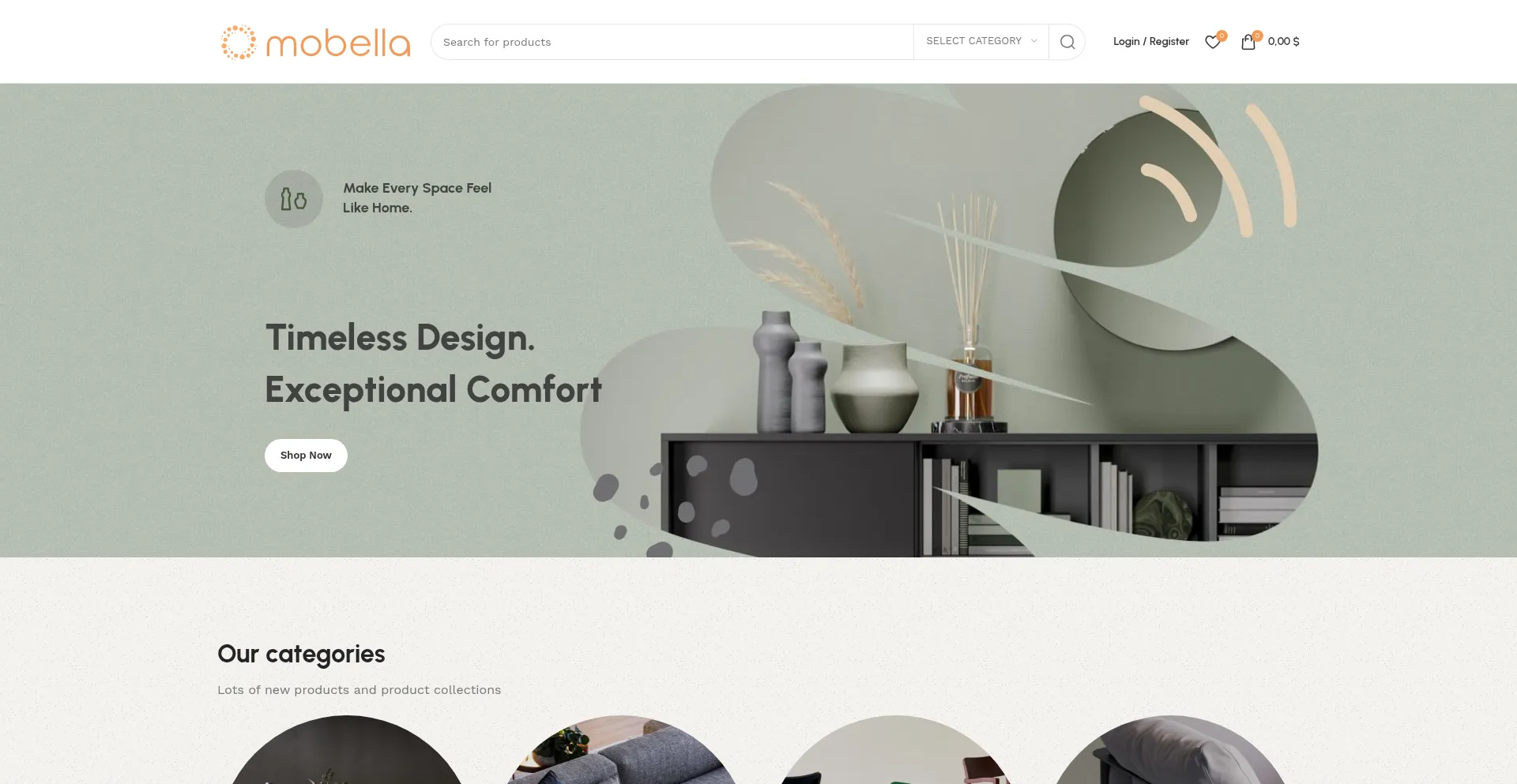 Website screenshot of Mobella.store