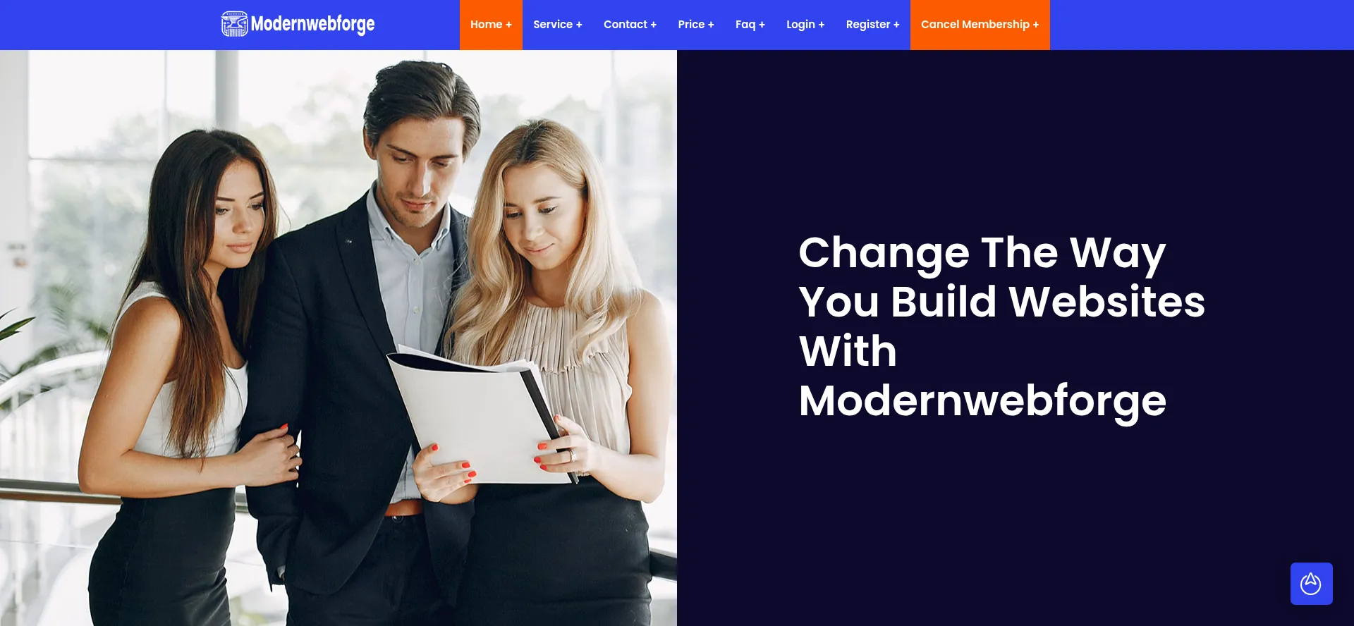 Website screenshot of Modernwebforge.com