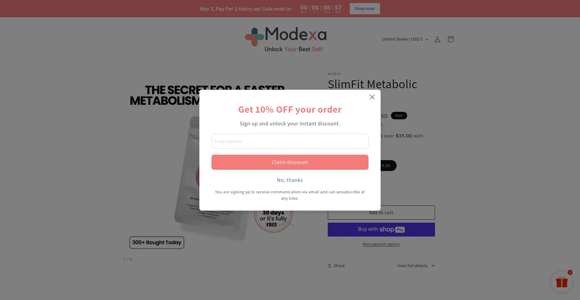 Website screenshot of Modexa.org