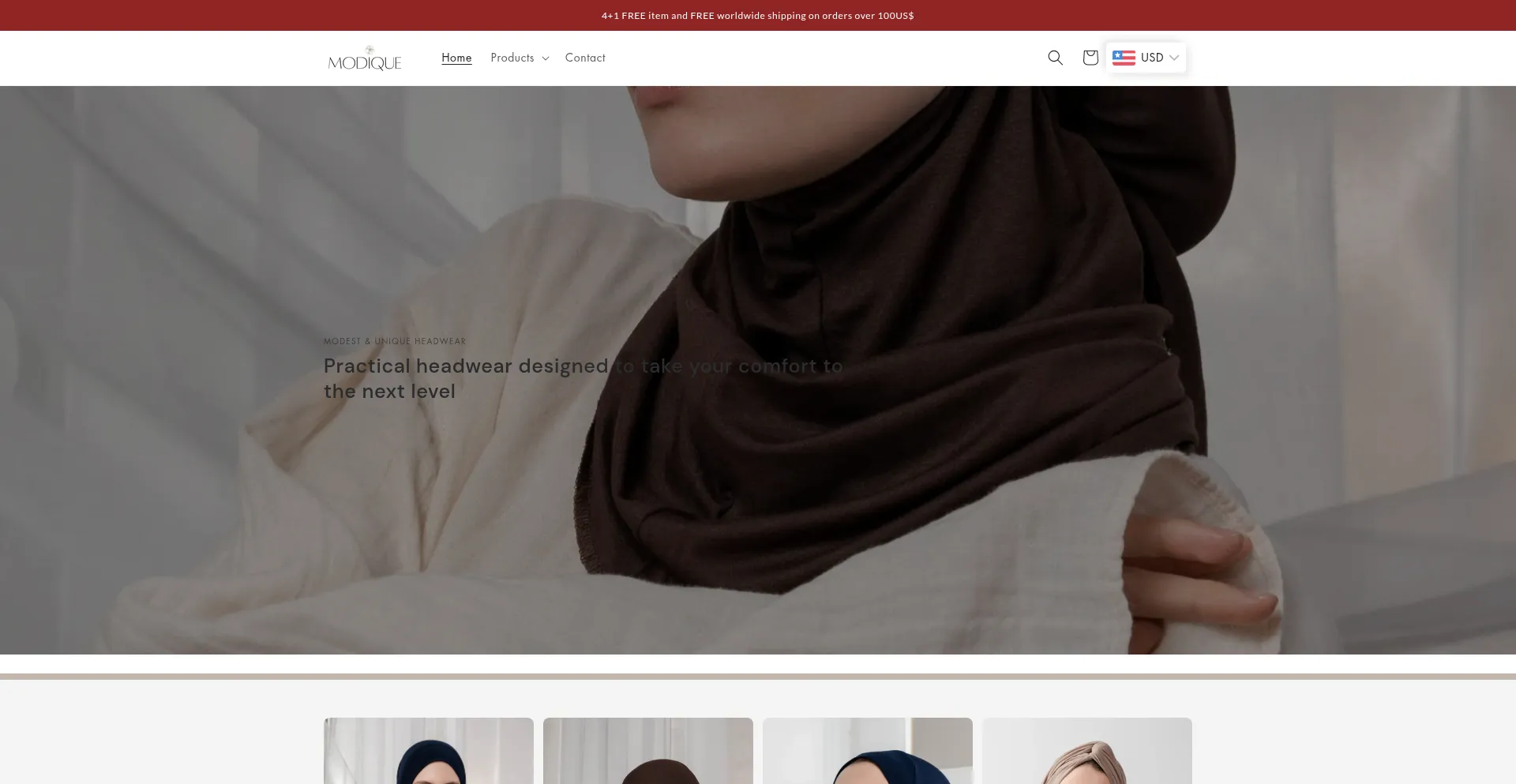 Website screenshot of Modique.vip