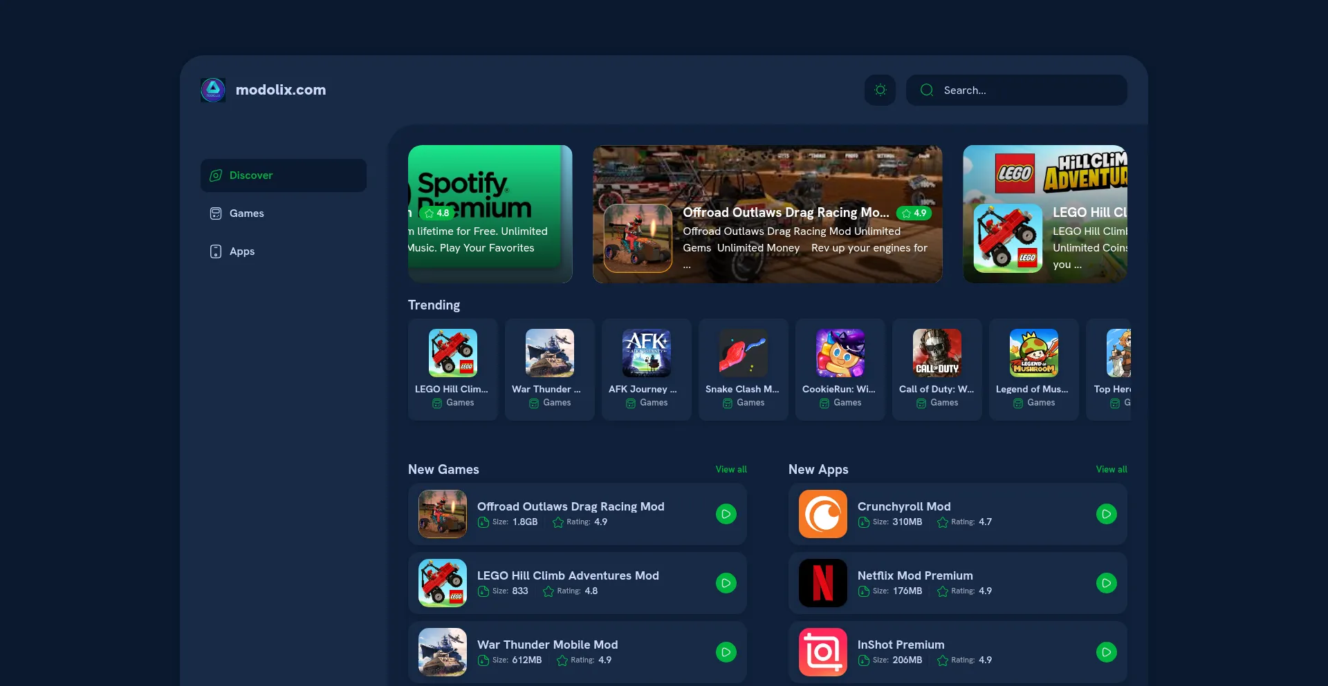 Website screenshot of Modolix.com